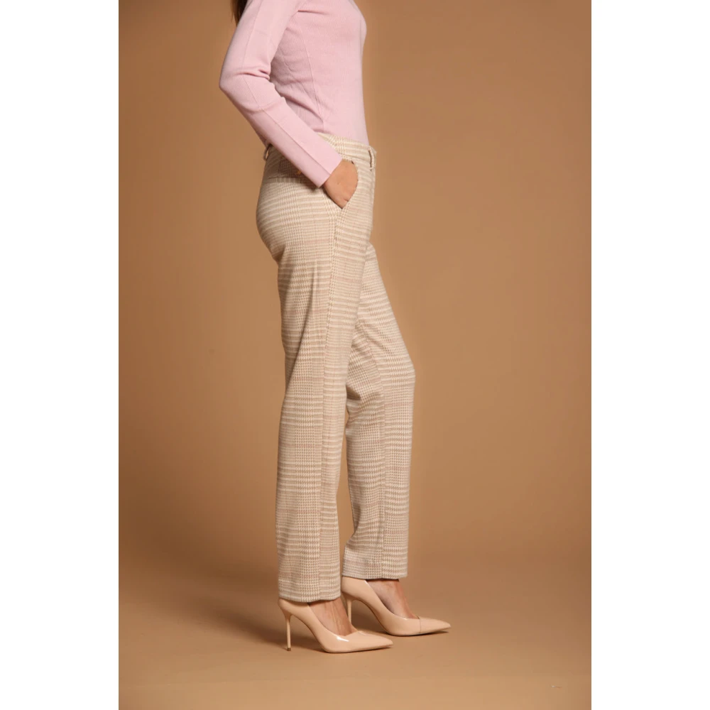 Mason's Beige Chino Broek met Wales Patroon Beige Dames