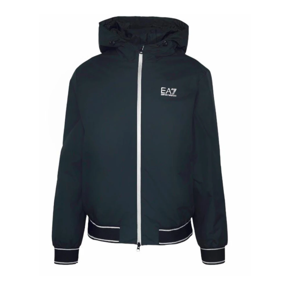 Emporio Armani EA7 Blauwe Hoodie met Rits aan de Voorkant Blue Heren