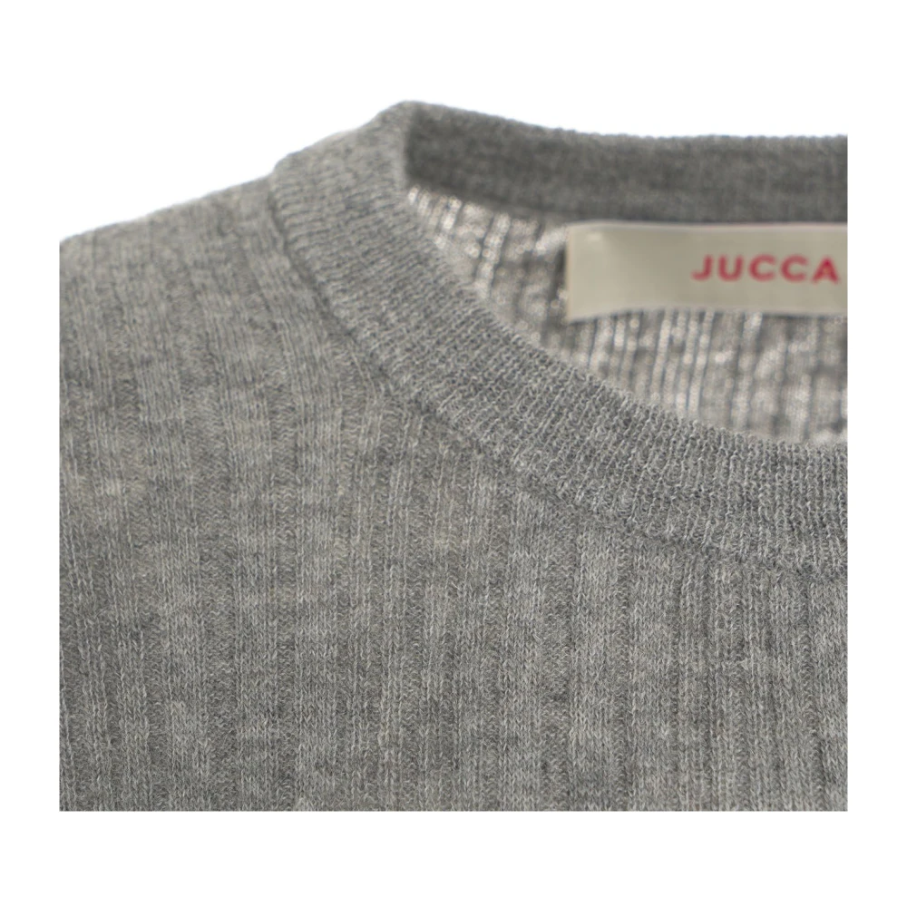 Jucca Italiaanse Gebreide Crew Neck Sweatshirt Gray Dames
