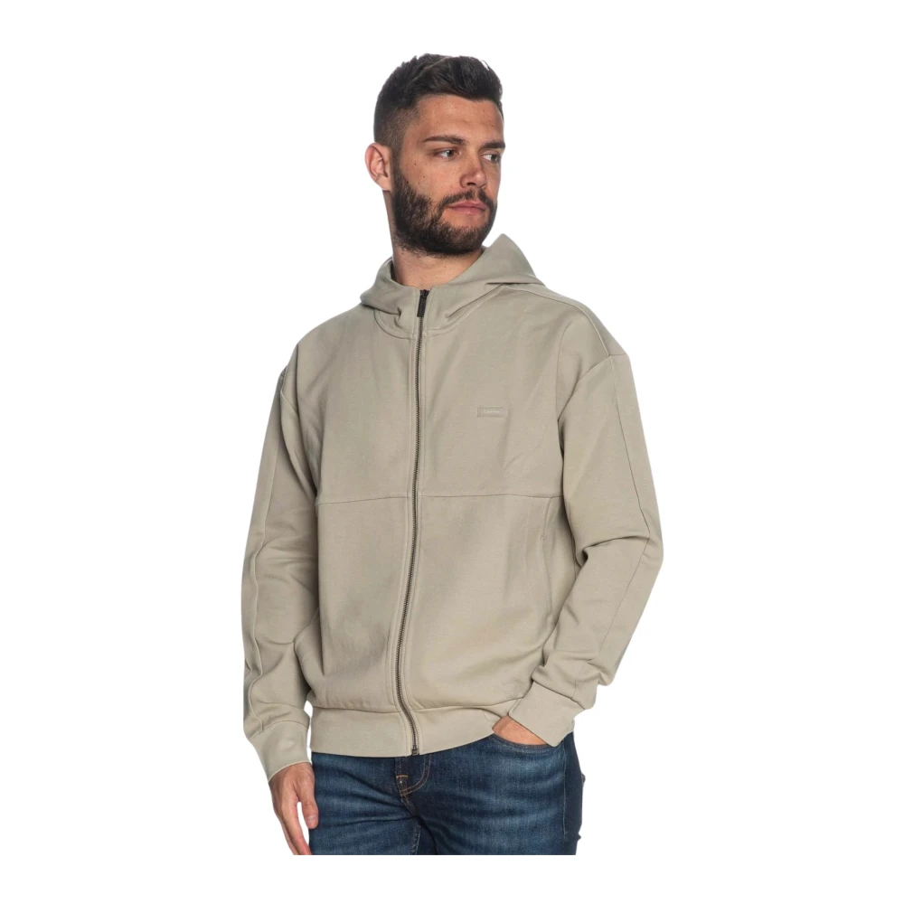Calvin Klein Geëmbosseerd Logo Sweatshirt Collectie Katoen Polyester Elastaan Gray Heren