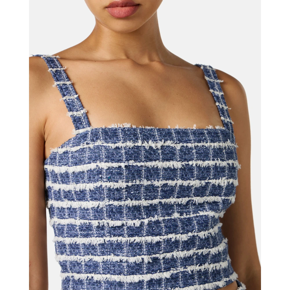 Iceberg Aansluitende witte en blauw geruite top met schouderbandjes van Chanel-ruitstof Blue Dames