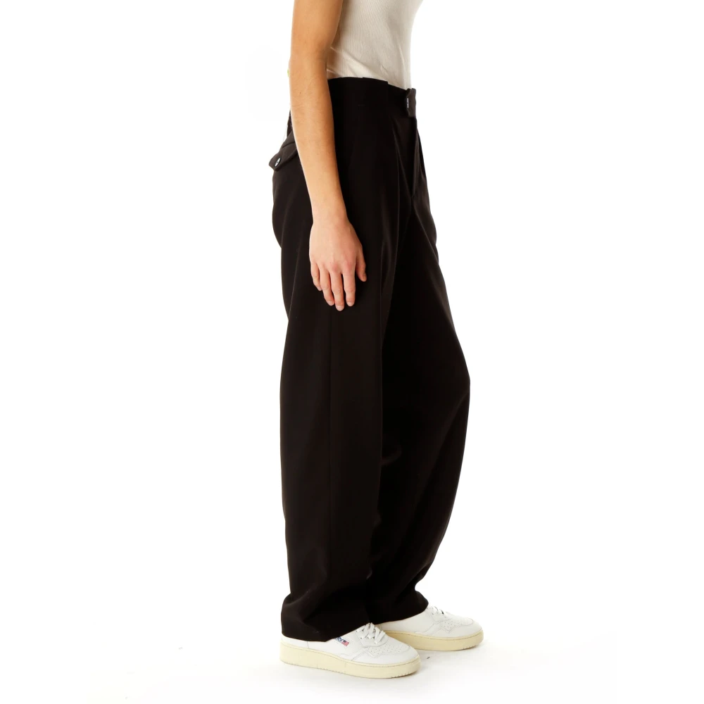 closed Relaxed fit broek met hoge taille Black Dames