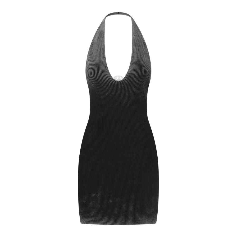 Diesel Zwart Geribbeld Kort Jurkje Gradiënt Effect Black Dames