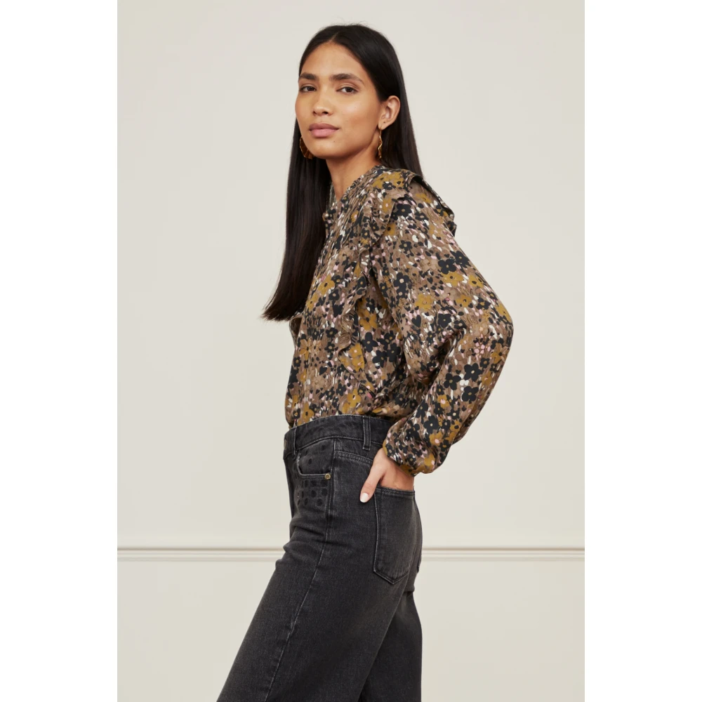 Fabienne Chapot Bibi Tess Blouse met Ballonmouwen Brown Dames