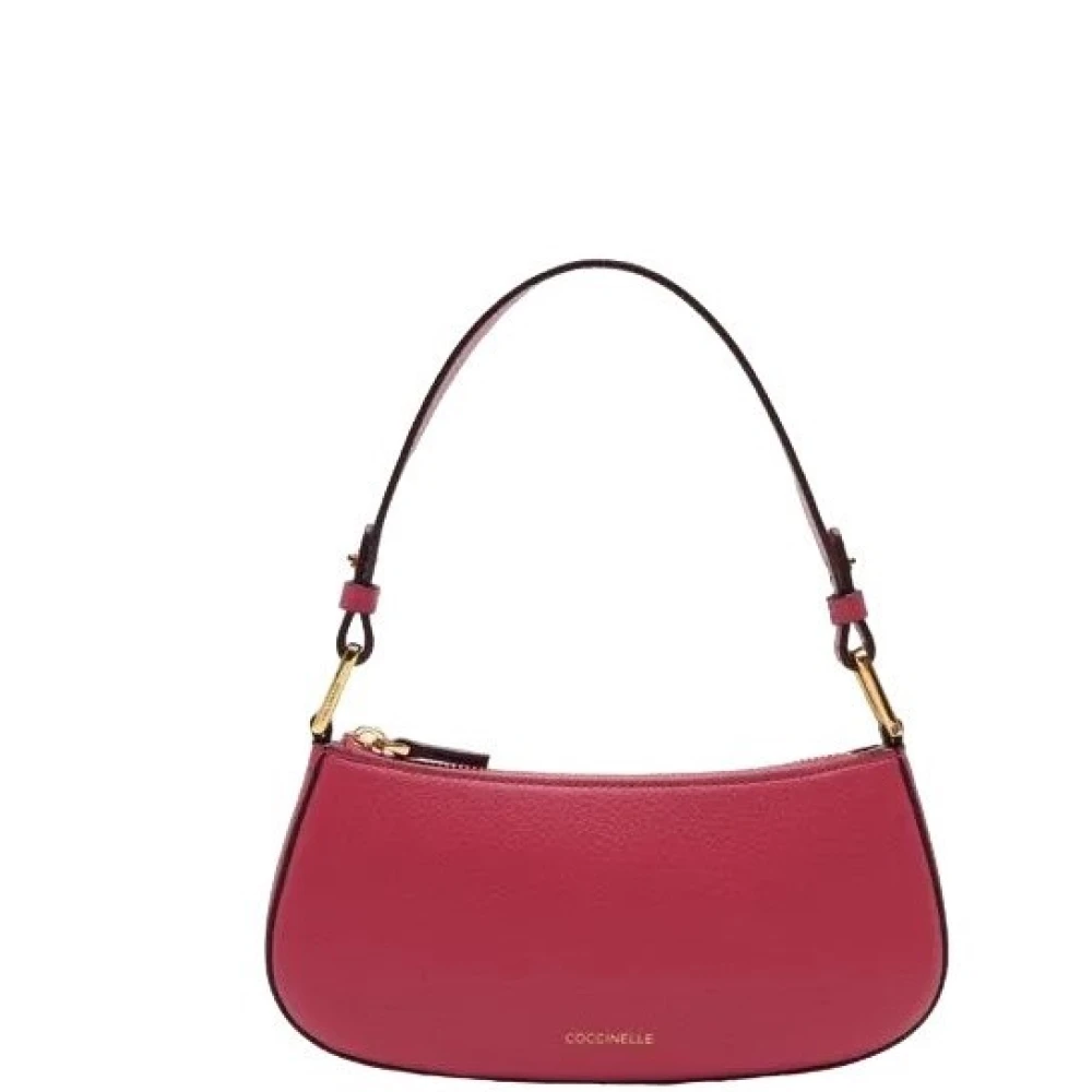 Coccinelle Schoudertas van generfd leer met metalen detail Purple Dames