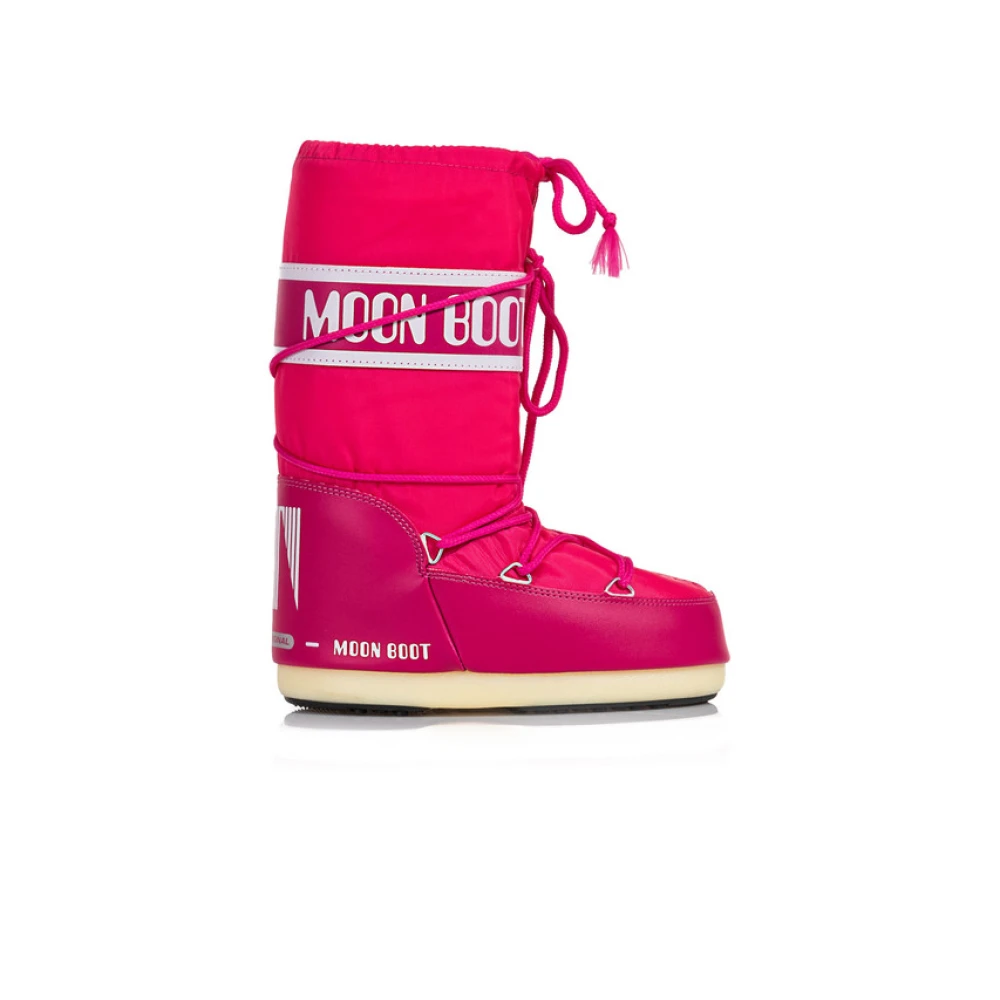 Moon Boot Women's Pink Snow Boots Slip-On Lace-Up - Winter Boots - 2 Uk - Shoes