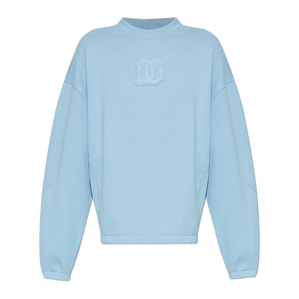 Dolce & Gabbana Men's Blue Sweatshirt With Embroidered Logo - Sweatshirts - S - Sweatshirts & Hoodies