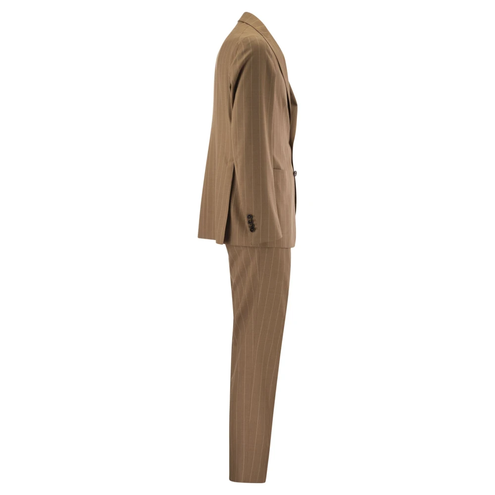 Tagliatore Single Breasted Suits Brown Heren