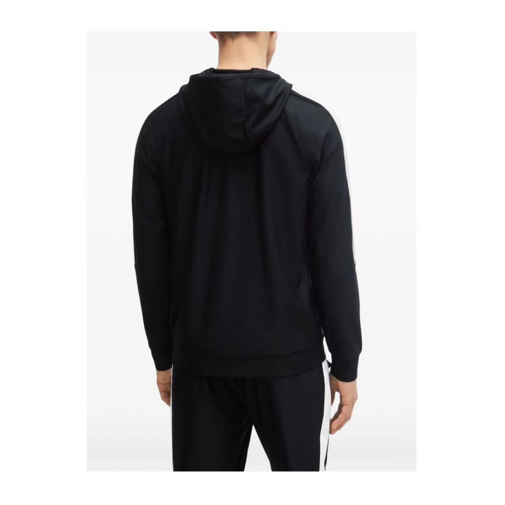 Hugo Boss Zwarte Hooded Rits Jas Sicon Black Heren