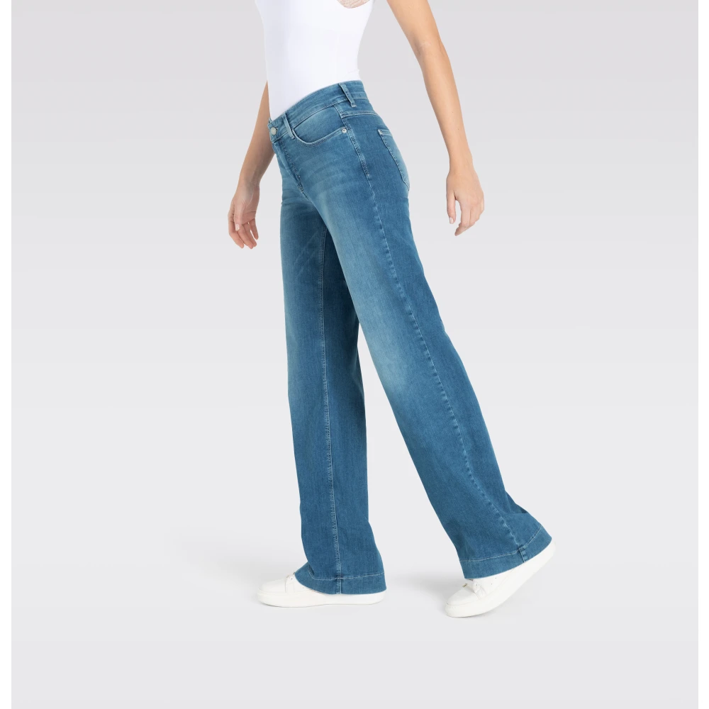 MAC Wide Leg Wonder Light Denim Jeans Blue Dames