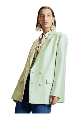 Silk Wool Double Breasted Blazer