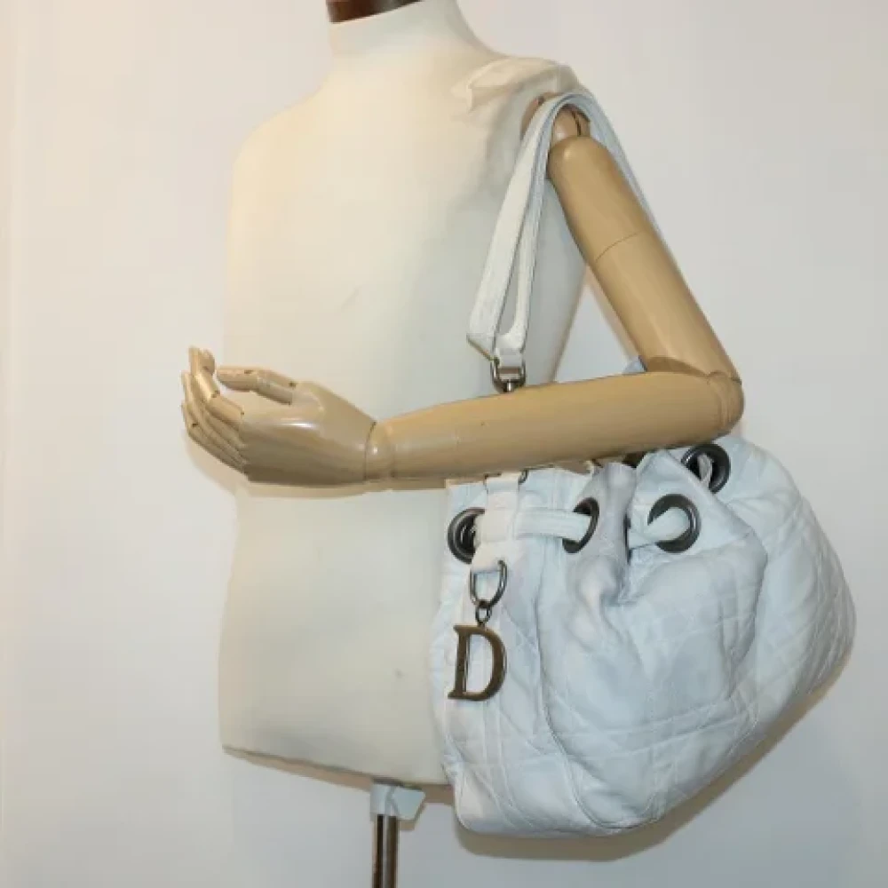 Dior Vintage Tweedehands Witte Dior Leren Schoudertas White Dames