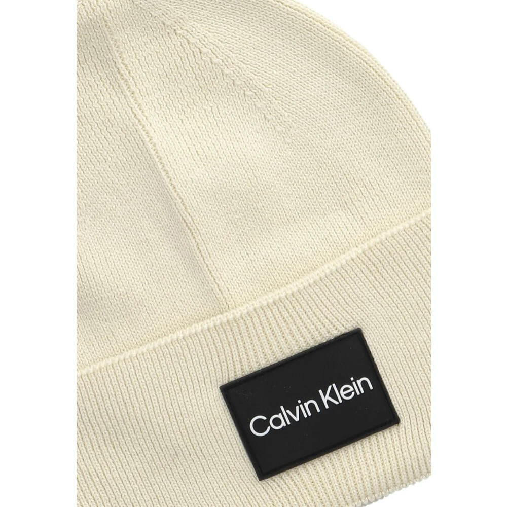 Calvin Klein Fijne Katoenen Rib Beanie Wintermuts Beige Heren