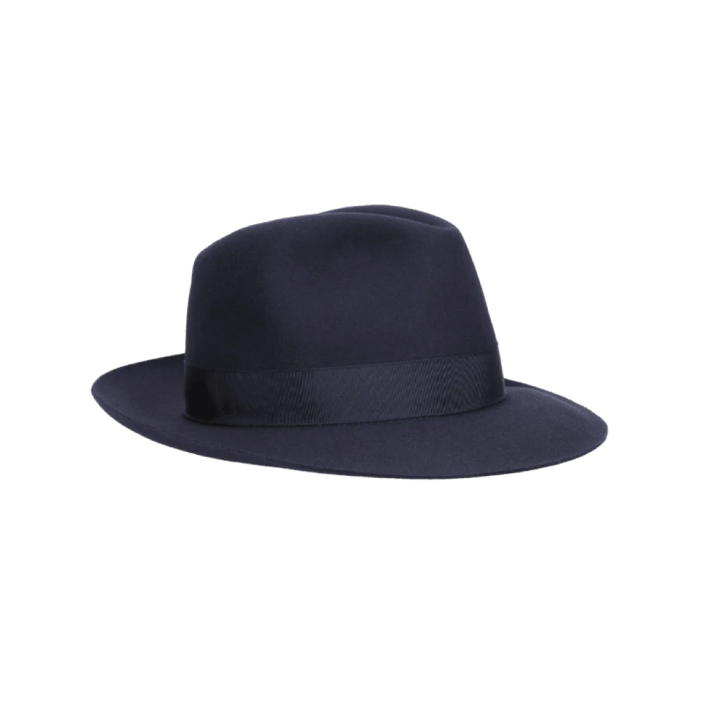 Borsalino Blauwe Medium Rand Alessandria Hoed Blue Heren