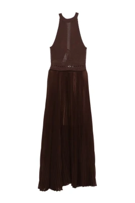 Crochet Pleated Maxi Dress