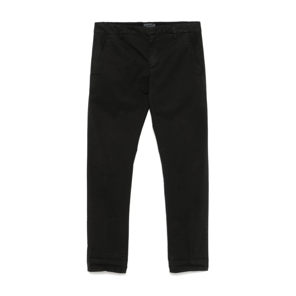 Dondup Zwarte broek met voorkant drukknoop Black Heren