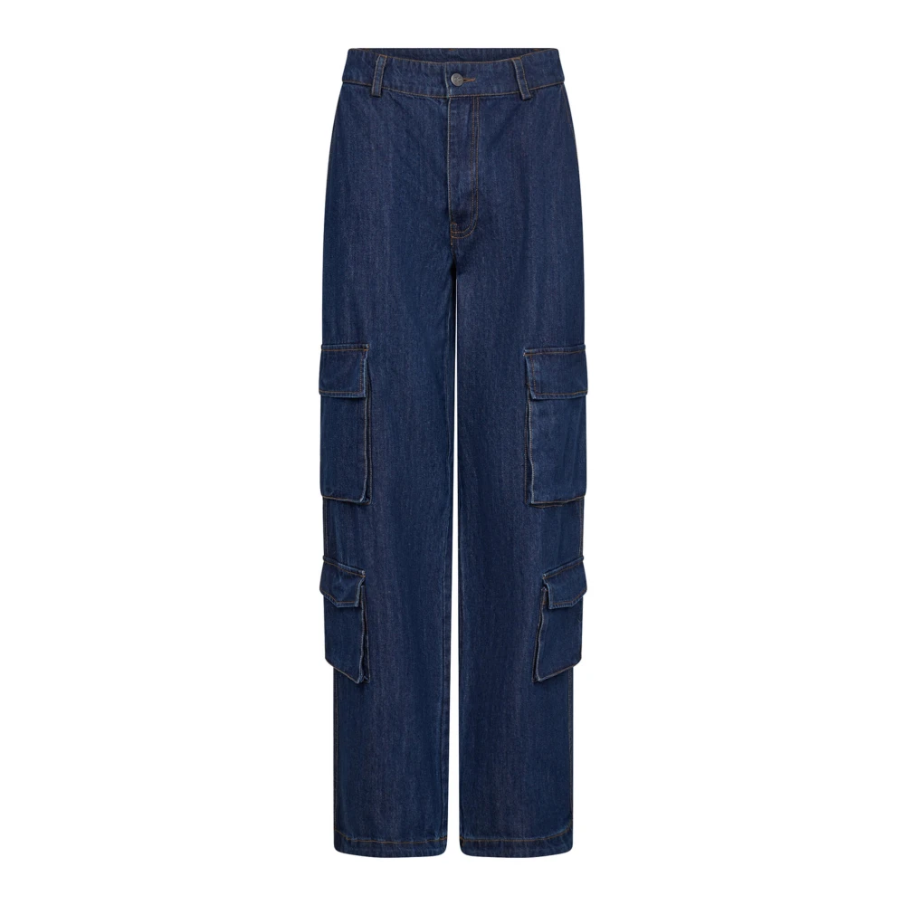 Co'Couture Donkere Denim Cargo Broek Blue Dames