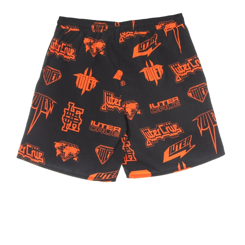 Iuter Zwarte Horns Allover Boardshorts met Elastische Taille Black Heren