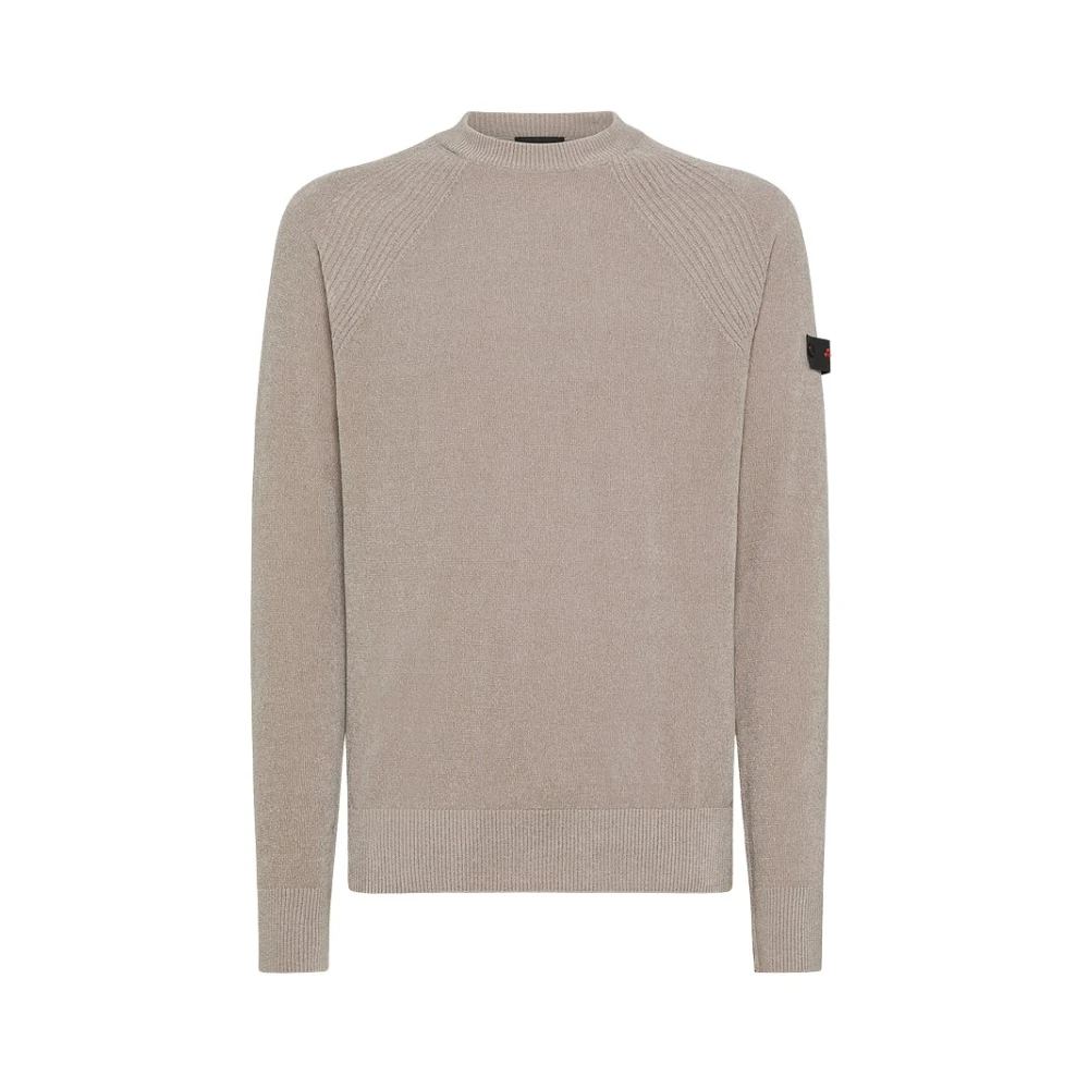 Peuterey Mjuk Stickad Crewneck Tröja med Trilogy Logo Beige, Herr