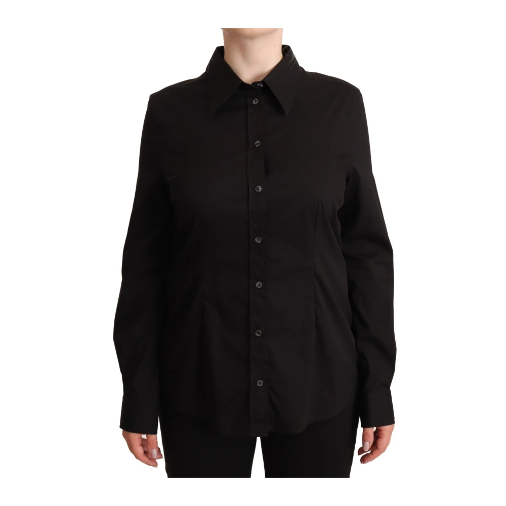 Dolce & Gabbana Elegant zwart poloshirt met kraag Black Dames