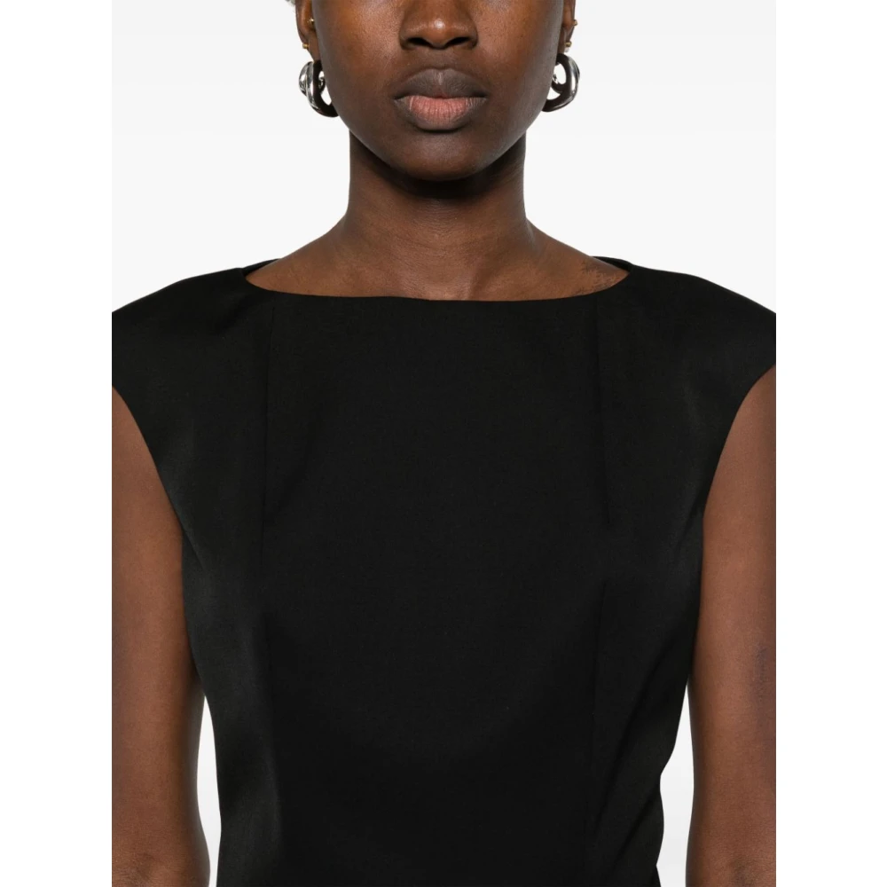 alexander mcqueen Zwarte Wollen Mouwloze Jurk Black Dames
