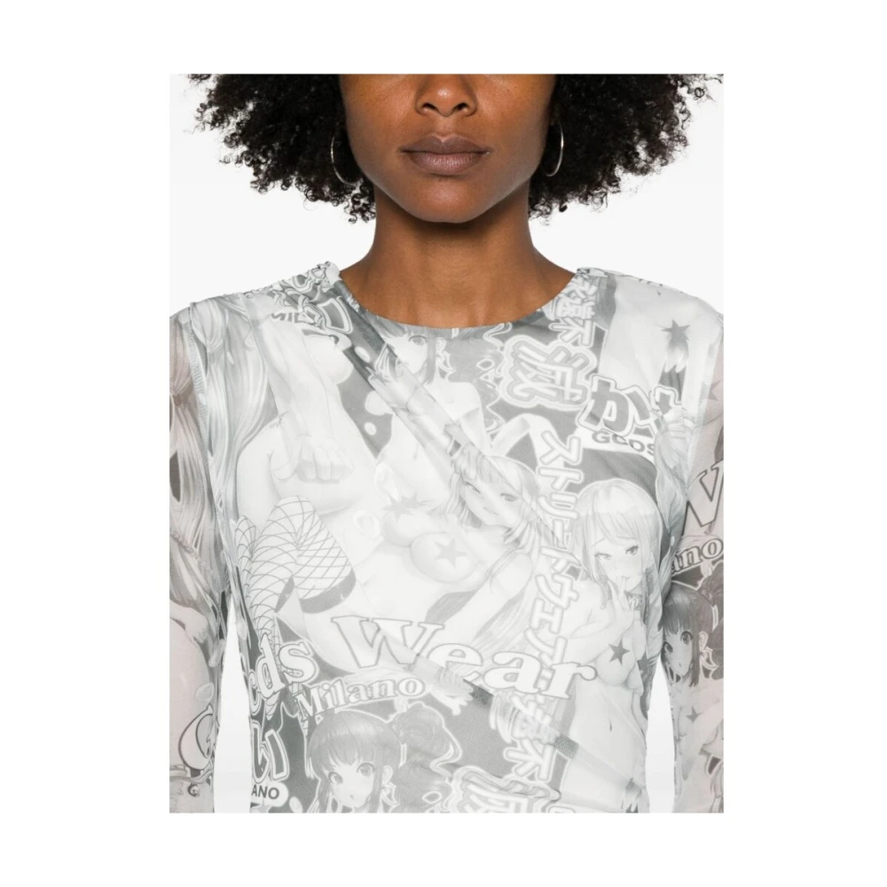 Gcds Hentai Print Tule Overlay Jurk Multicolor Dames
