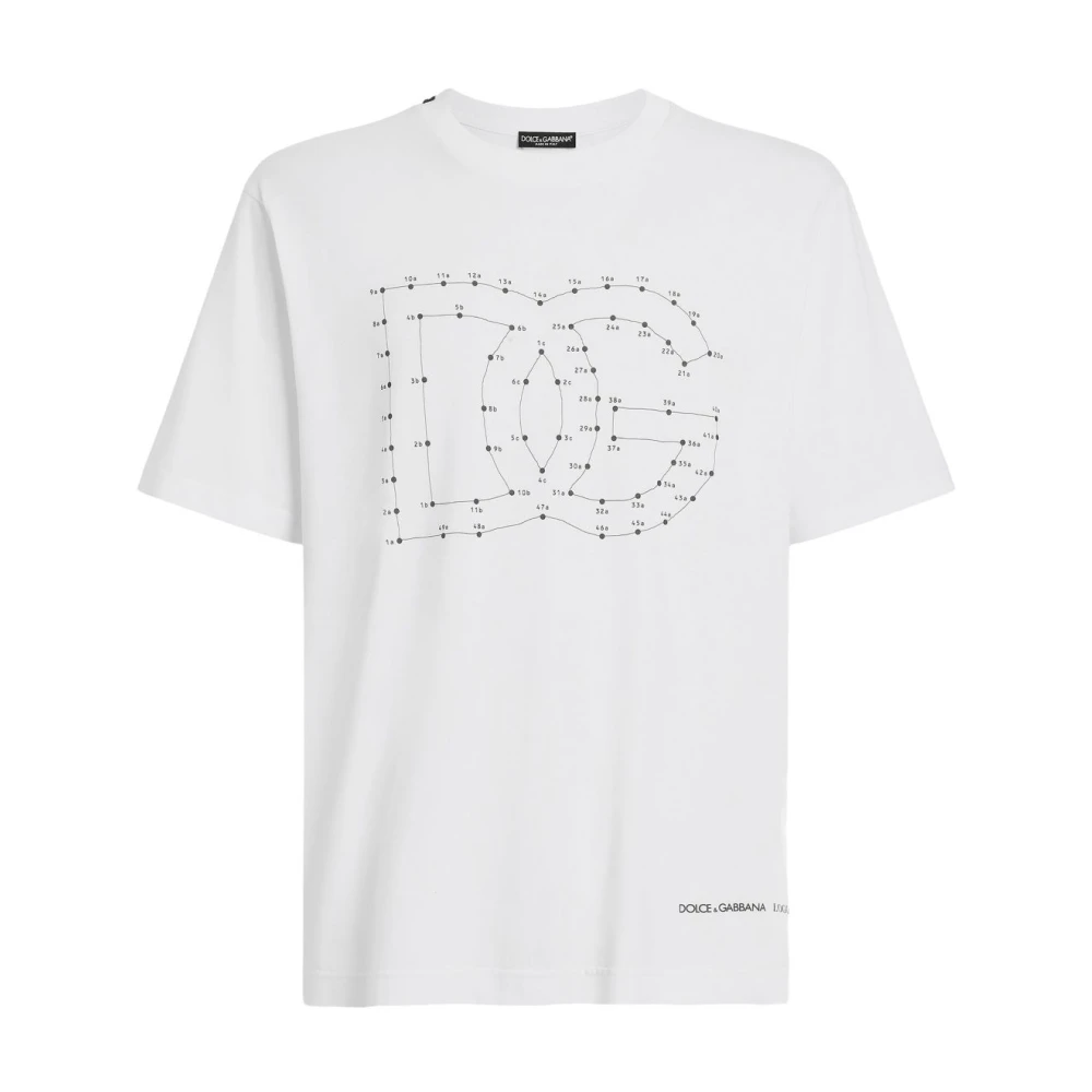 Dolce & Gabbana Men's White T-Shirts, L, Cotton Crew-Neck T-Shirt