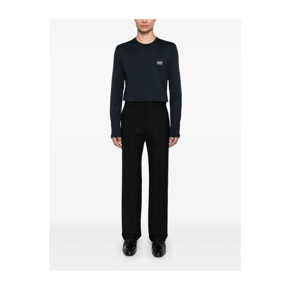 Dolce & Gabbana Blauw Geribbelde Ronde Hals Lange Mouw Shirt Blue Heren