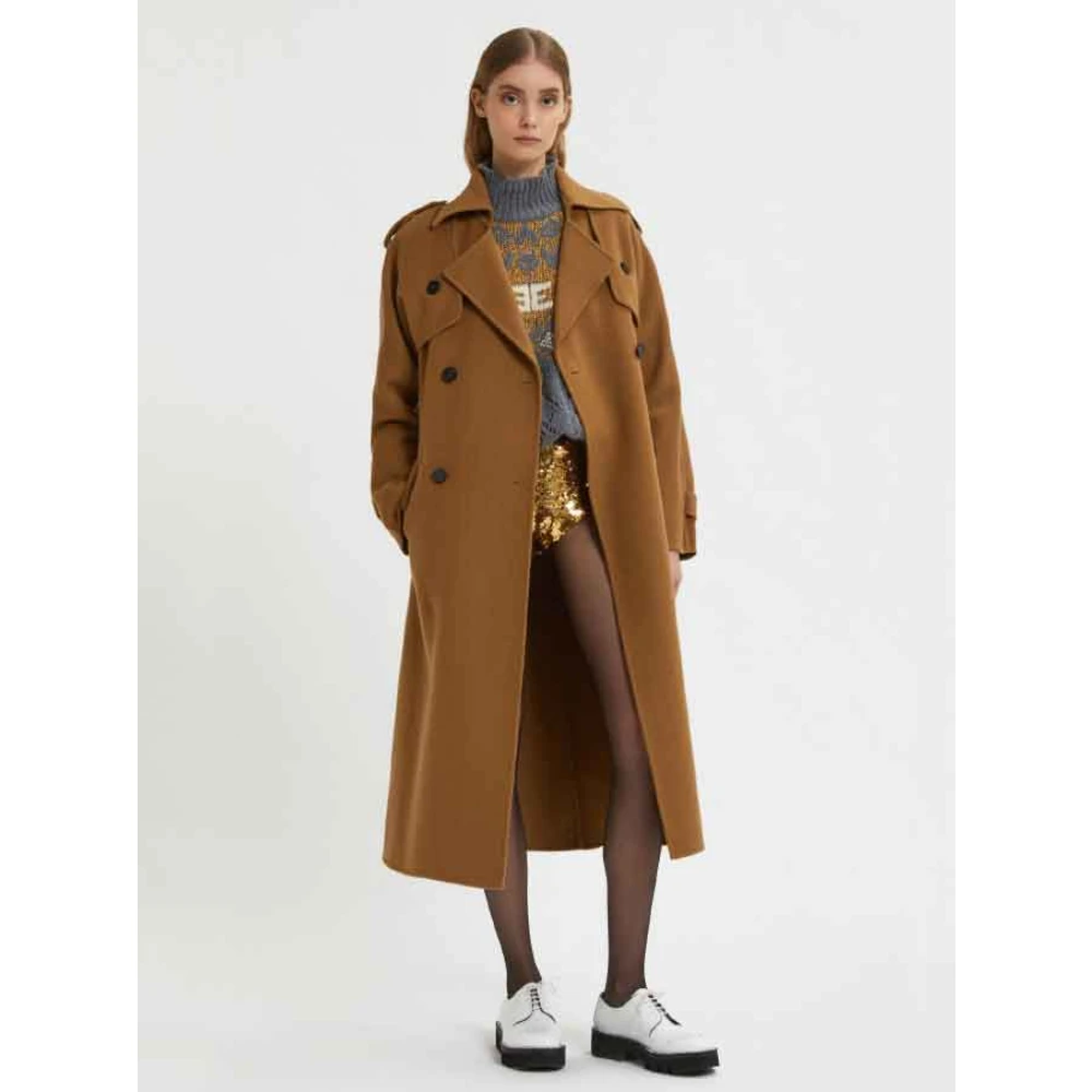 Ermanno Scervino Getailleerde trenchcoat in hazelnoot Brown Dames