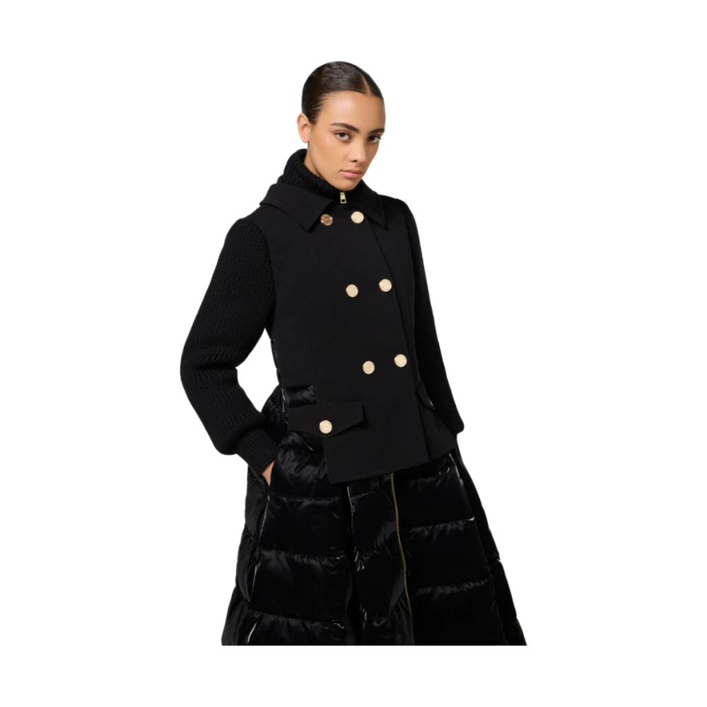 Elisabetta Franchi Dubbelrijig Gestepte Jas Black Dames