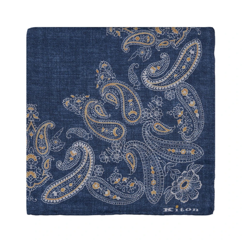 Kiton Donkerblauwe Cashmere Fantasy Zakdoek Blue Heren