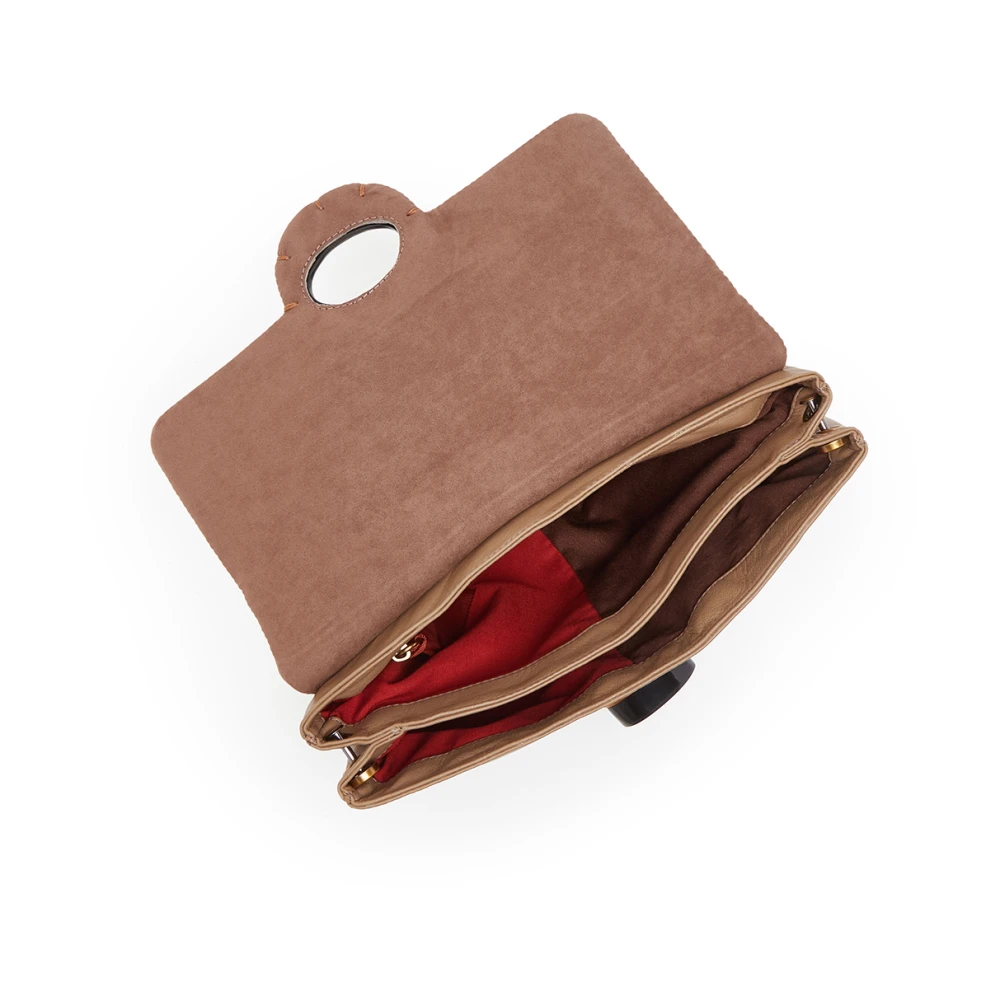 Maliparmi Puffy Crossbody Tas met Juweelsluiting Brown Dames