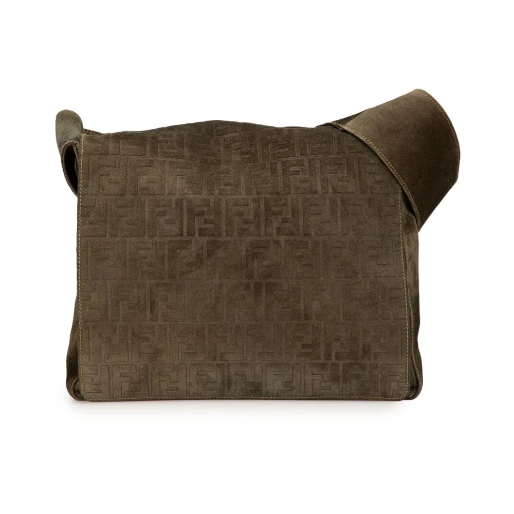 Fendi Vintage Women's Brown Vintage Cross Body Bags, One Size, Pre-Owned Zucca Suede Messenger Bag