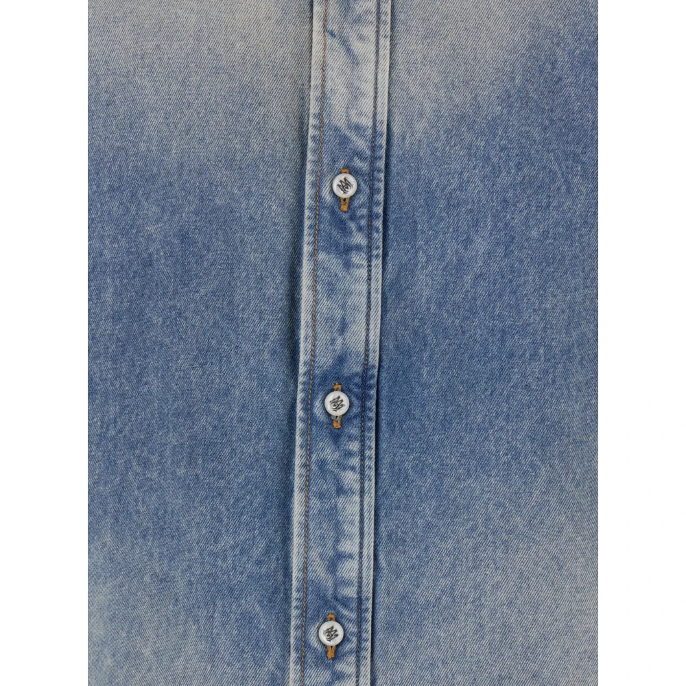 Amiri Blauwe Quad Interior Lange Mouw Overhemd Blue Heren