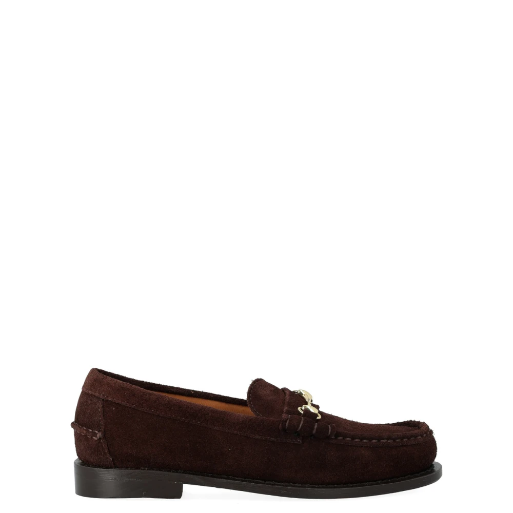 Sebago Women's Brown Suede Moccasin With Metal Clamp - Loafers - 5 Uk - Shoes