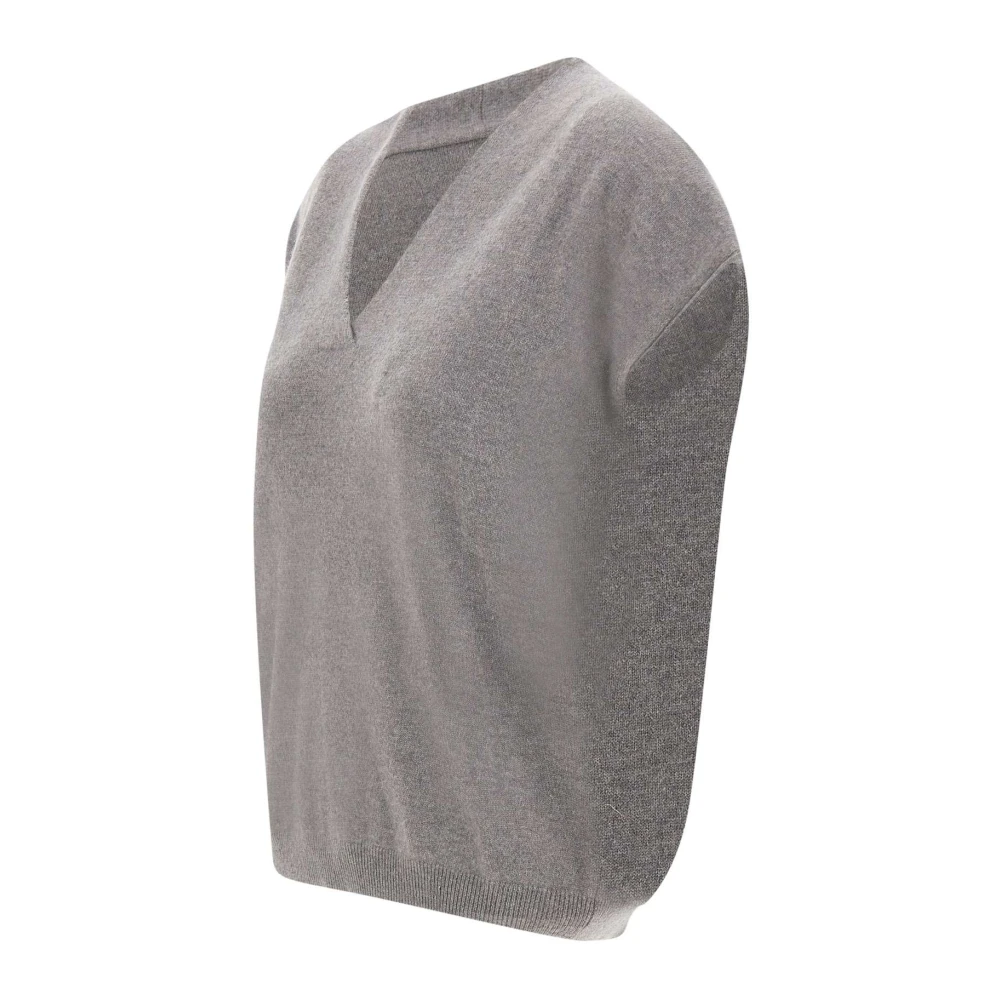 Hemisphere Kasjmier Grijs Sweater met V-Hals Gray Dames