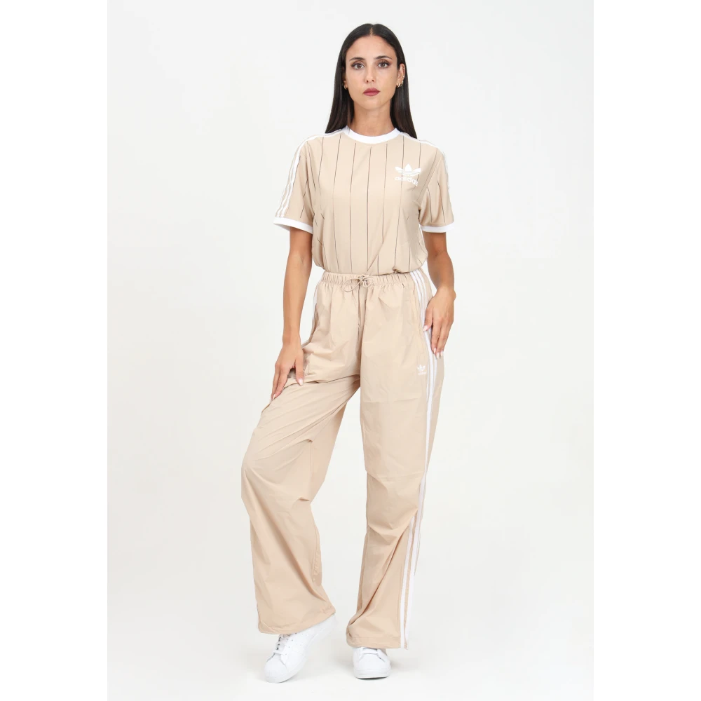 adidas Originals Wijde broek met 3 strepen Beige Dames