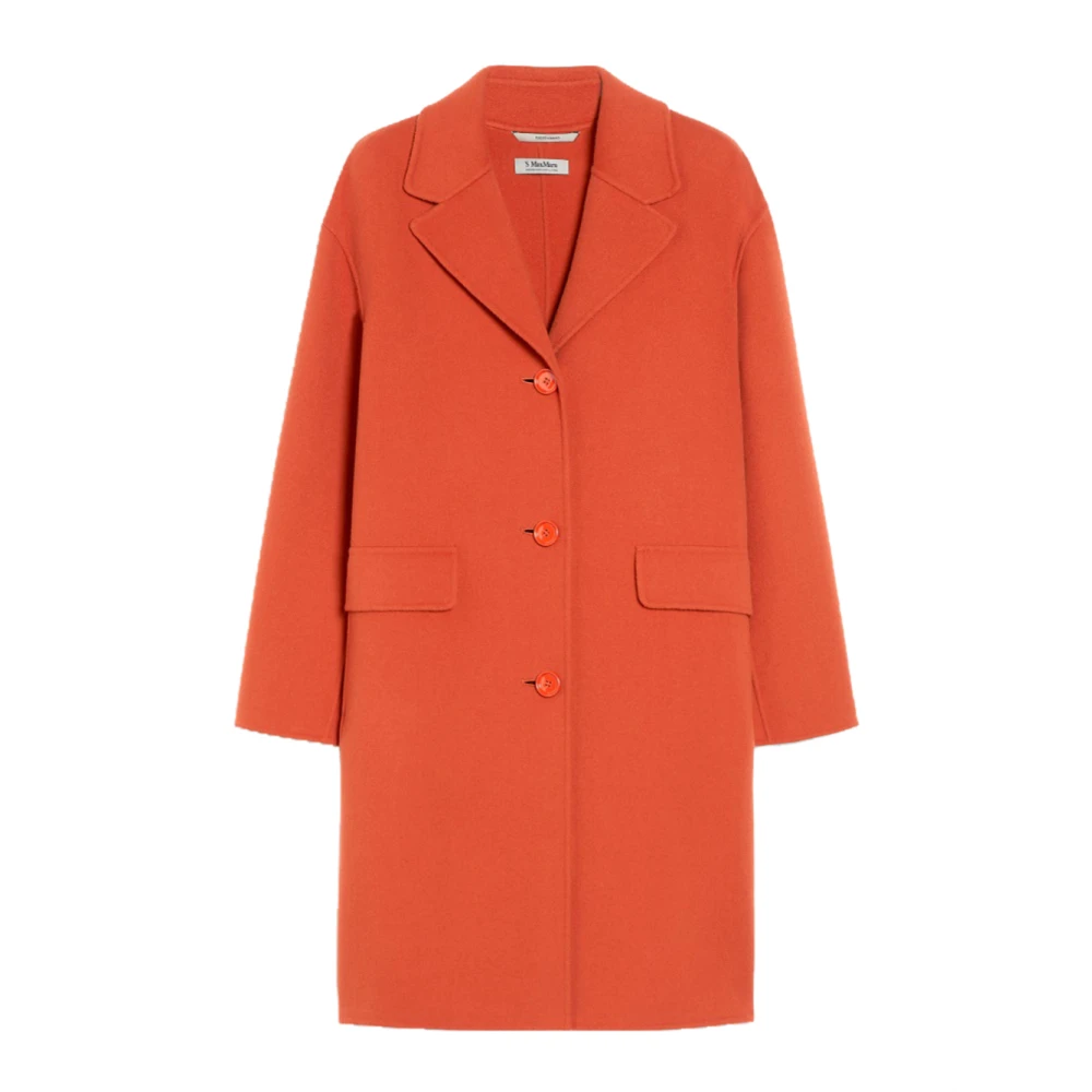 Max Mara Oranje Wollen Jas Cocoon Stijl Orange Dames