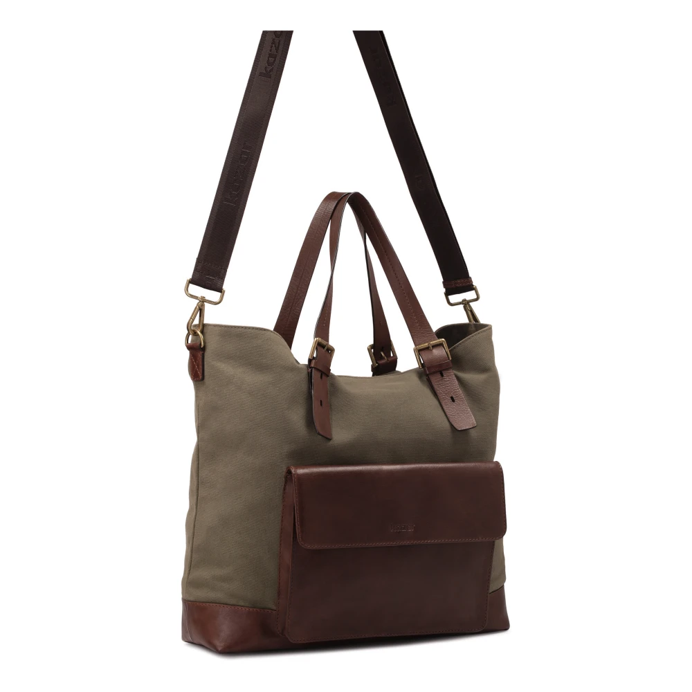 Kazar Praktische stoffen tas voor mannen in taupe kleur Beige Heren