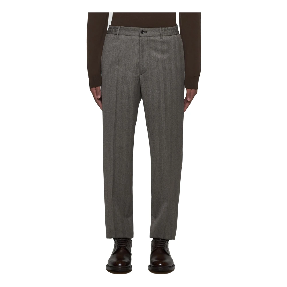 Tagliatore Bruine wollen broek met elastische taille Brown Heren
