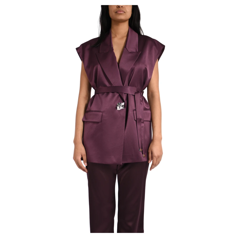 Pinko Red Satin Double-Face Vest - Female - Waistcoats - L - Jackets