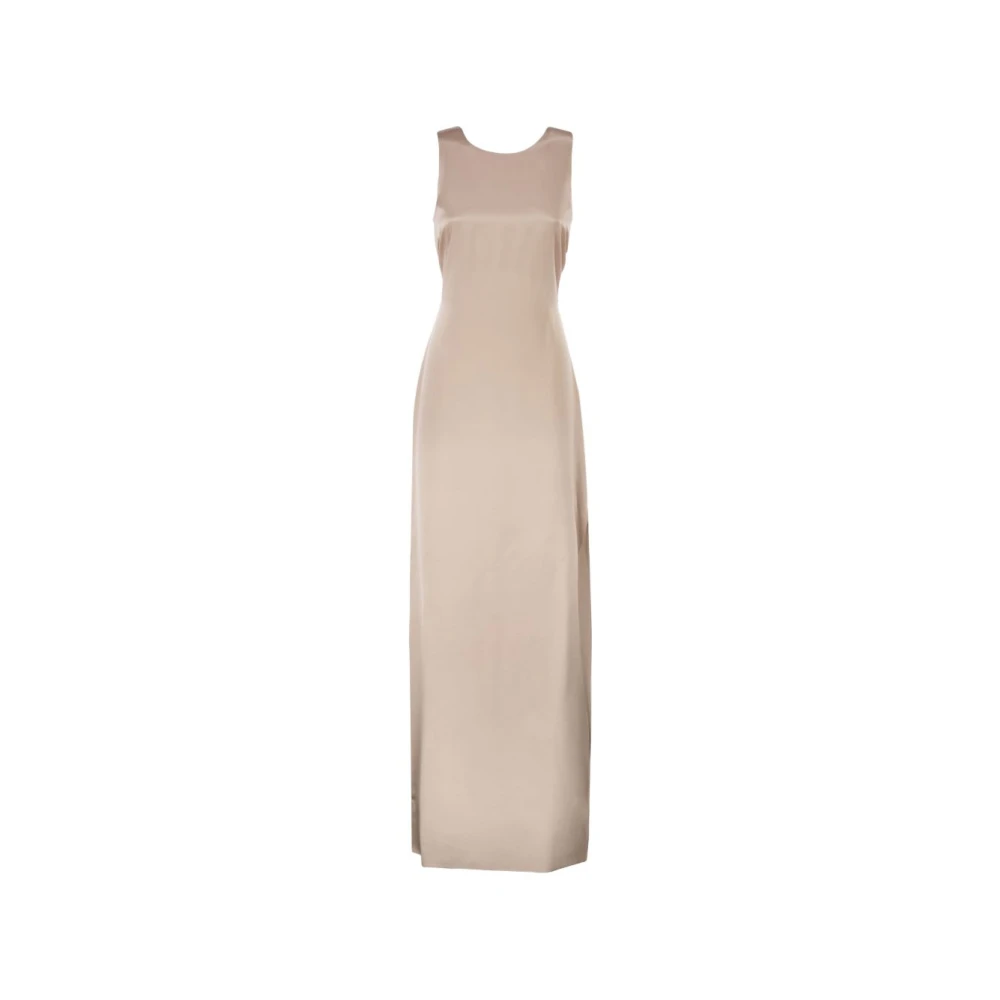Max Mara Gowns, Female, 2XS, Mxeazoto Satin Dress Beige