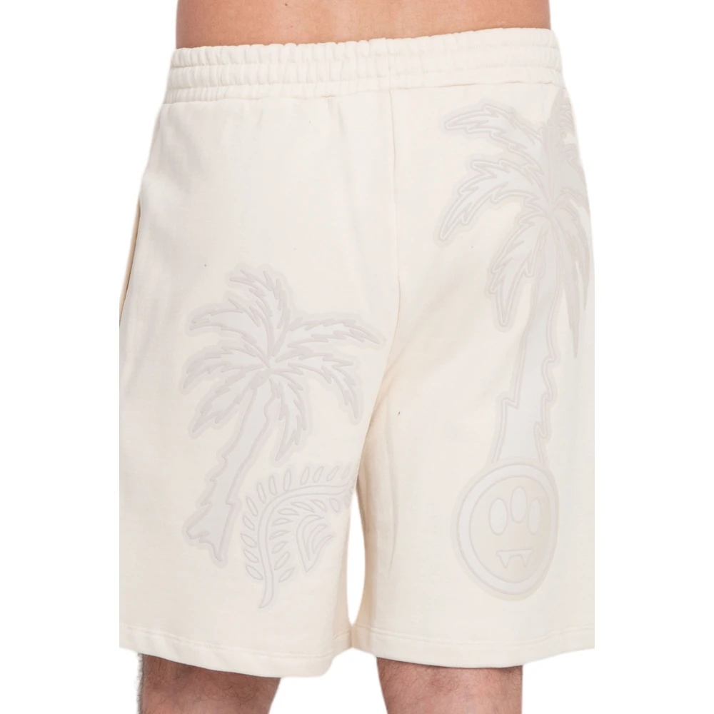 Barrow Palm Print Rubber Shorts Beige Heren