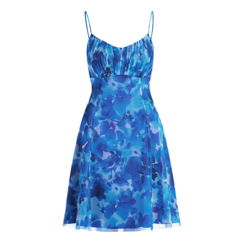 Vera Mont Bloemenprint Cocktailjurk met Uitlopende Pasvorm Blue Dames