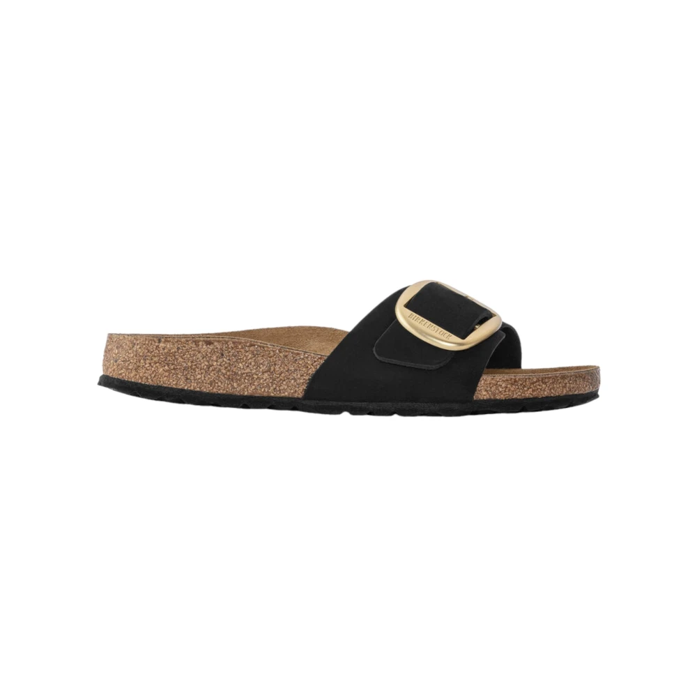 Birkenstock Women's Black Sliders, 7 Uk, Madrid Big Buckle Sandals