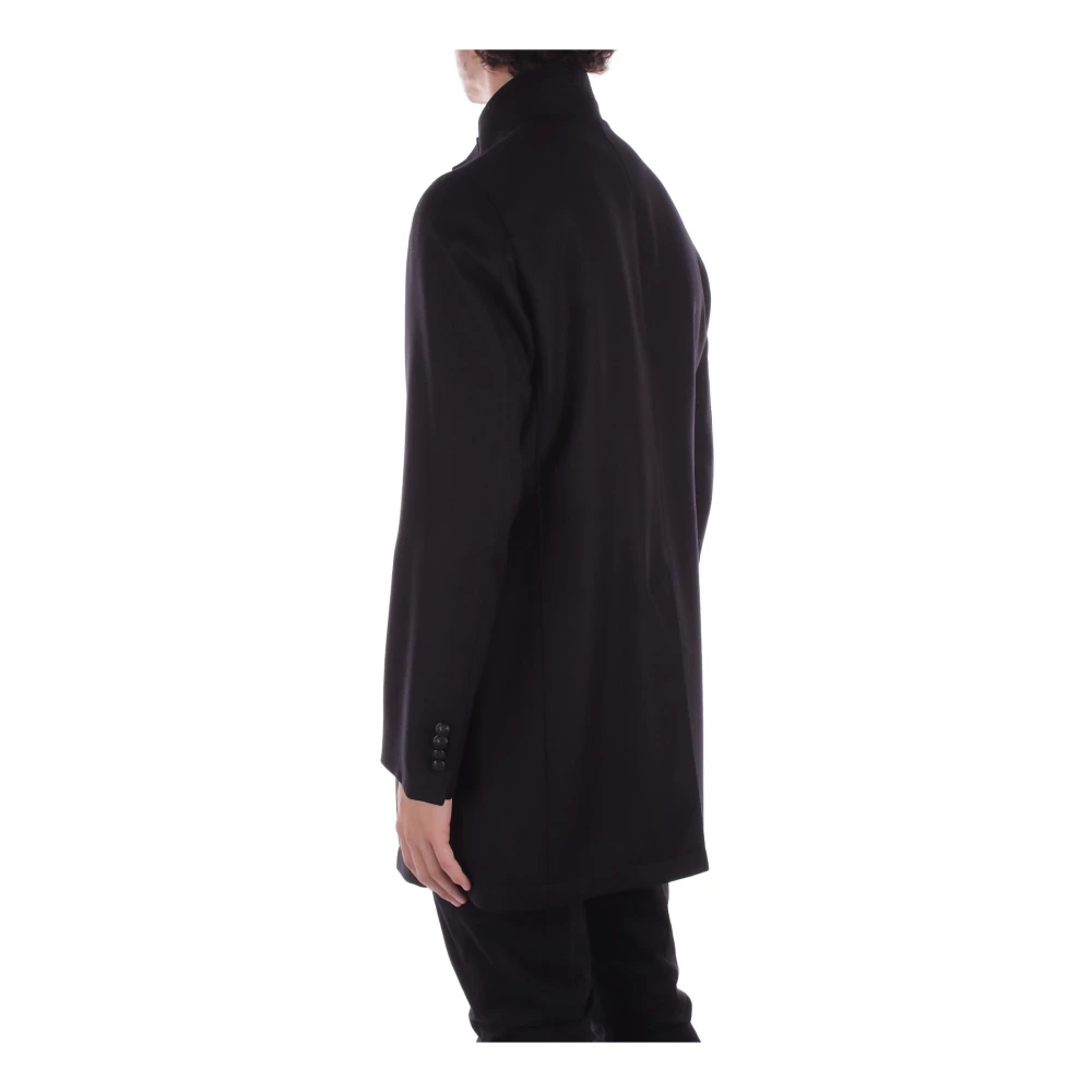 Tagliatore Zwarte wollen jas met knoopsluiting Black Heren