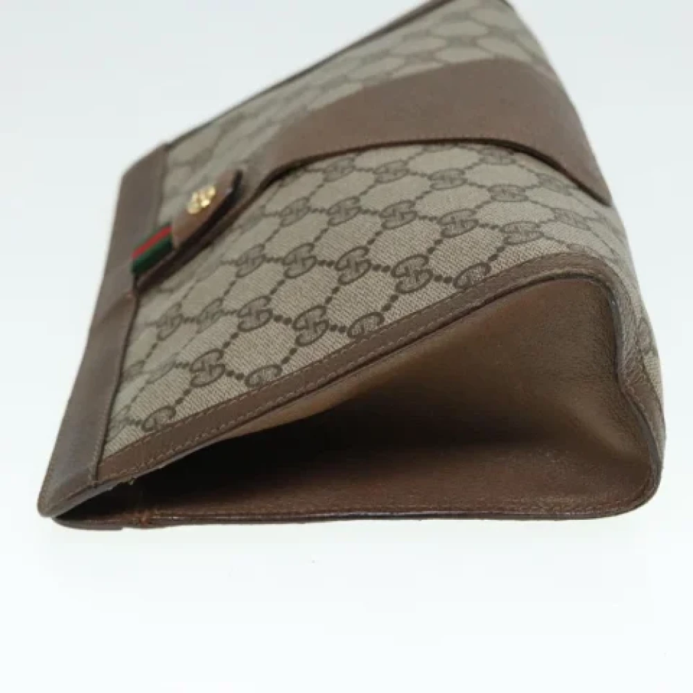 Gucci Vintage Pre-owned Leather clutches Beige Dames
