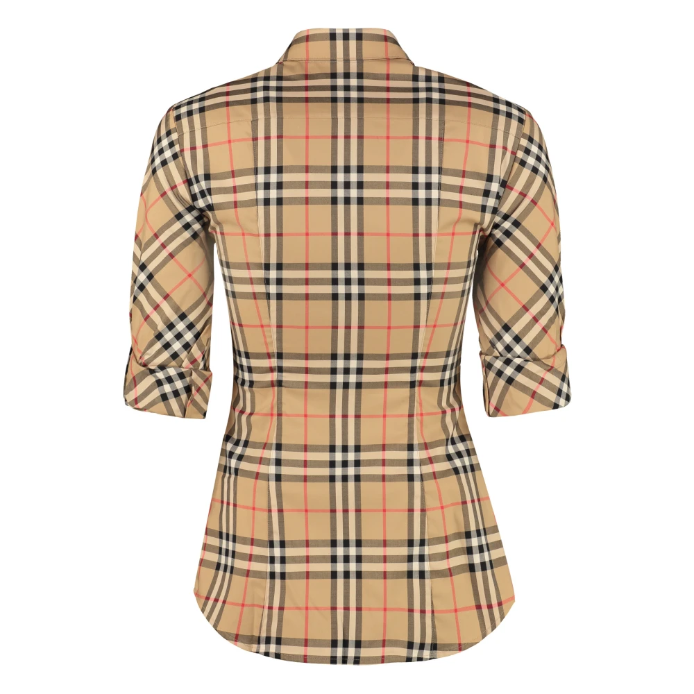 Burberry Geruite katoenen overhemd Beige Dames
