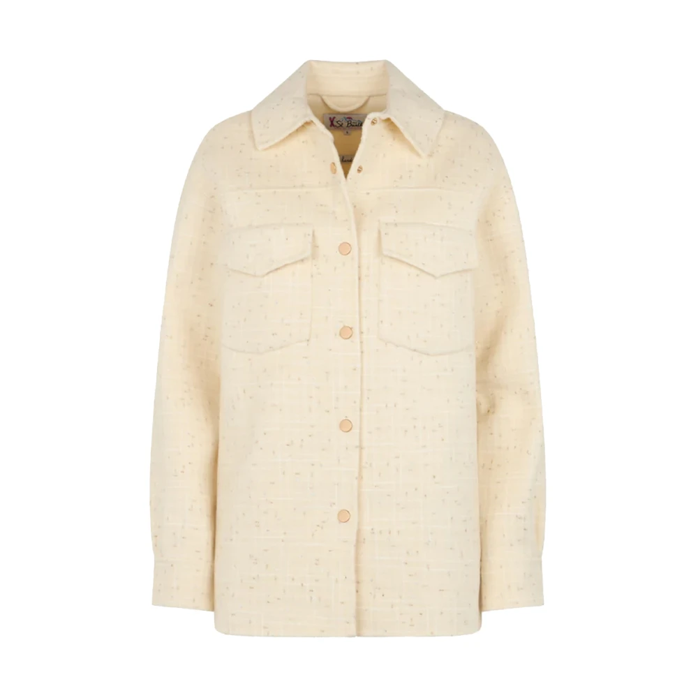 MC2 Saint Barth Rutig Kort Skjorta Beige, Dam