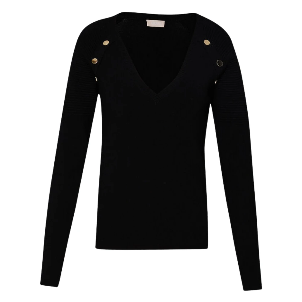 Liu Jo Zwarte Trui met Metalen Knopen Black Dames